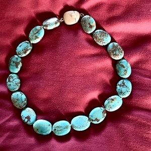 Vintage Turquoise Beaded Necklace by Whitney Kelly sterling silver snap closure